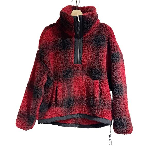 Abercrombie & Fitch Sweaters - Abercrombie Fitch Women Large Buffalo Plaid Cocoon Sherpa Half Zip Sweater Jacks